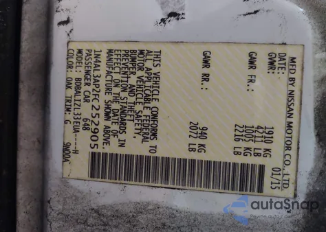 2015 Nissan Altima 2.5 Sv from USA, damaged, VIN 1N4AL3AP2FC252905